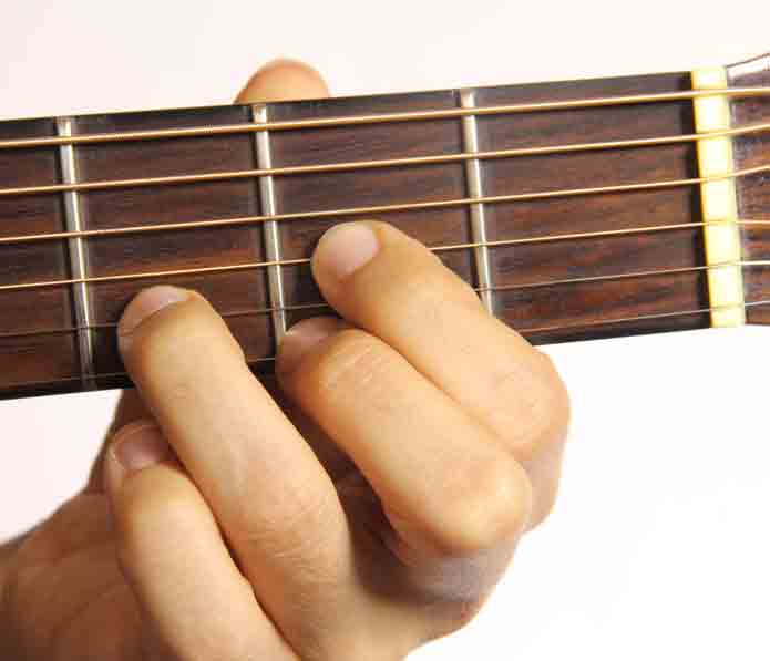 como hacer el acorde re en la guitarra